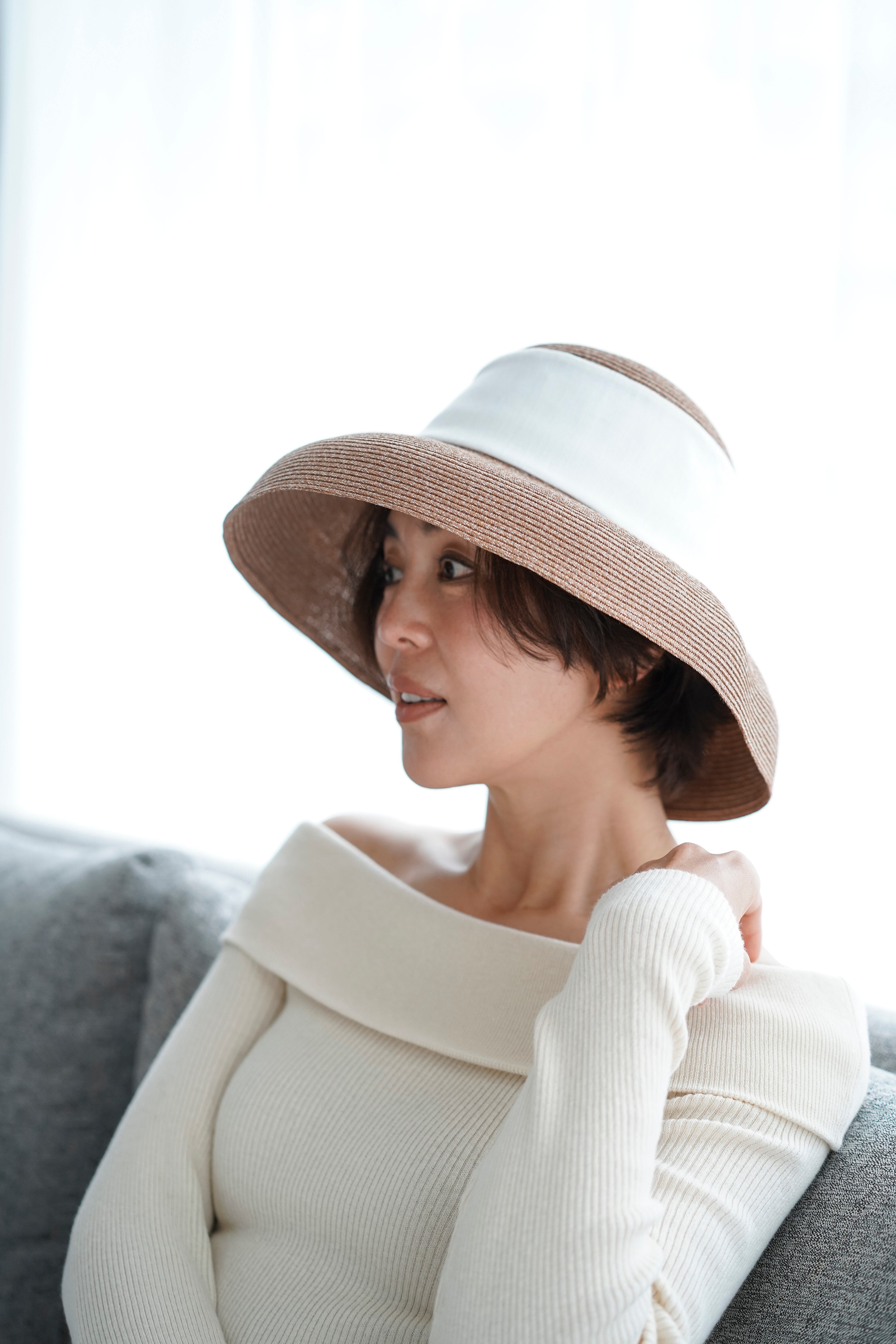丸めて洗える SUMMER HAT ベージュ×白 | THE9SHOP