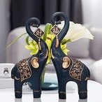 青い像の置物 彫像の飾り 樹脂 ブルーエレファント 2個セット 装飾動物の彫刻 ホーム 手芸収集品