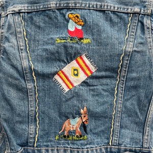 ＜VINTAGE＞Kids Embroidery Denim Jacket 7~8Y相当 (2610JK13)｜キッズ  ホースエンブロイダリー ヴィンテージ デニムジャケット