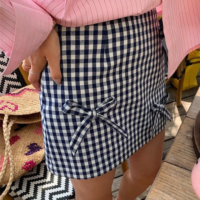 Gingham check mini skirt　M2957