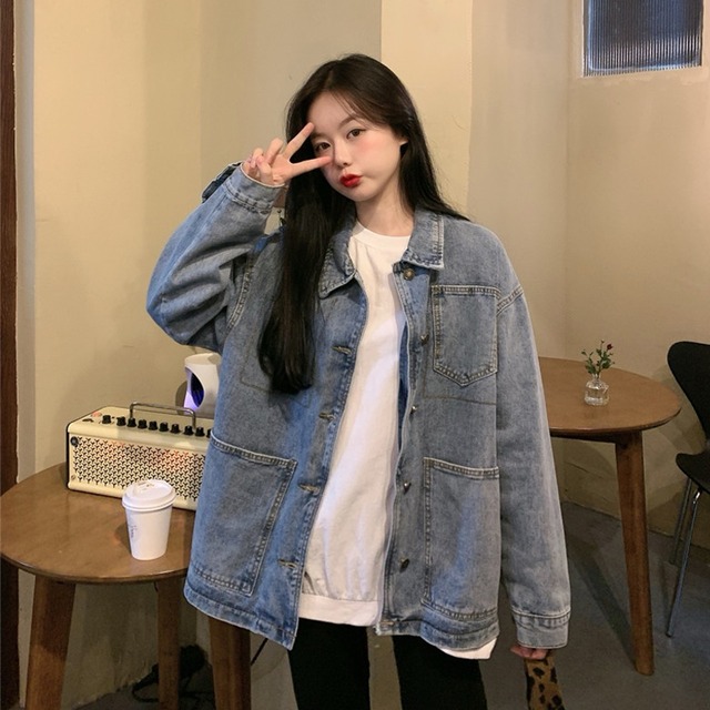 スプリングオータムルーズジャケット スタンダード レトロ 春物 秋物 試着室56672894511