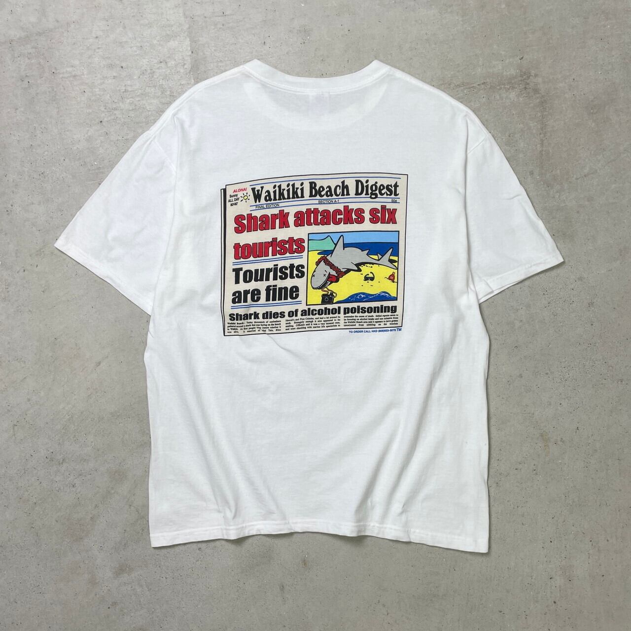 00年代 ONLY IN HAWAII プリントTシャツ サメ アニマル アート メンズ 