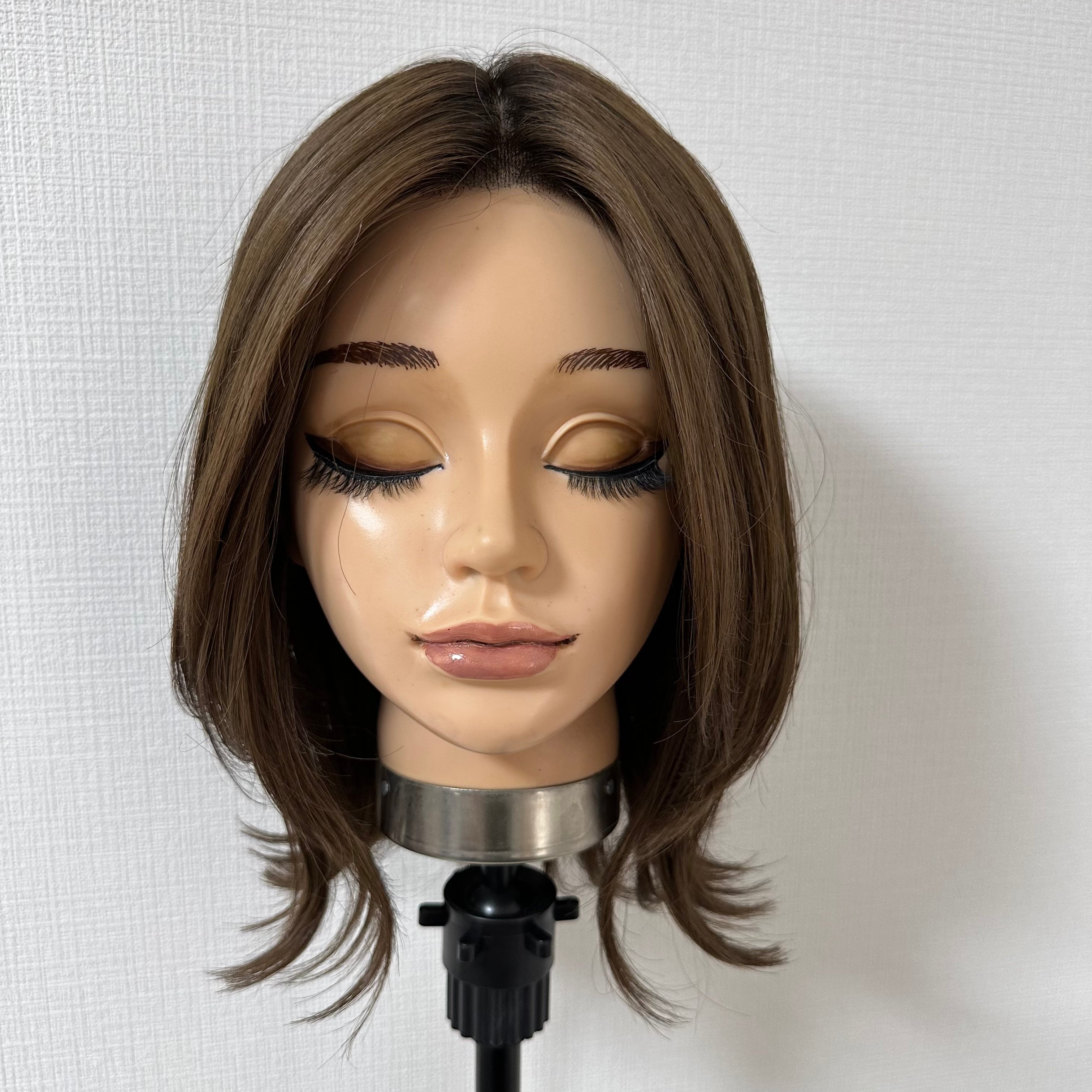 高級人毛レミー100％✨シルクスキンつむじ手植え製 ブラウン フル  