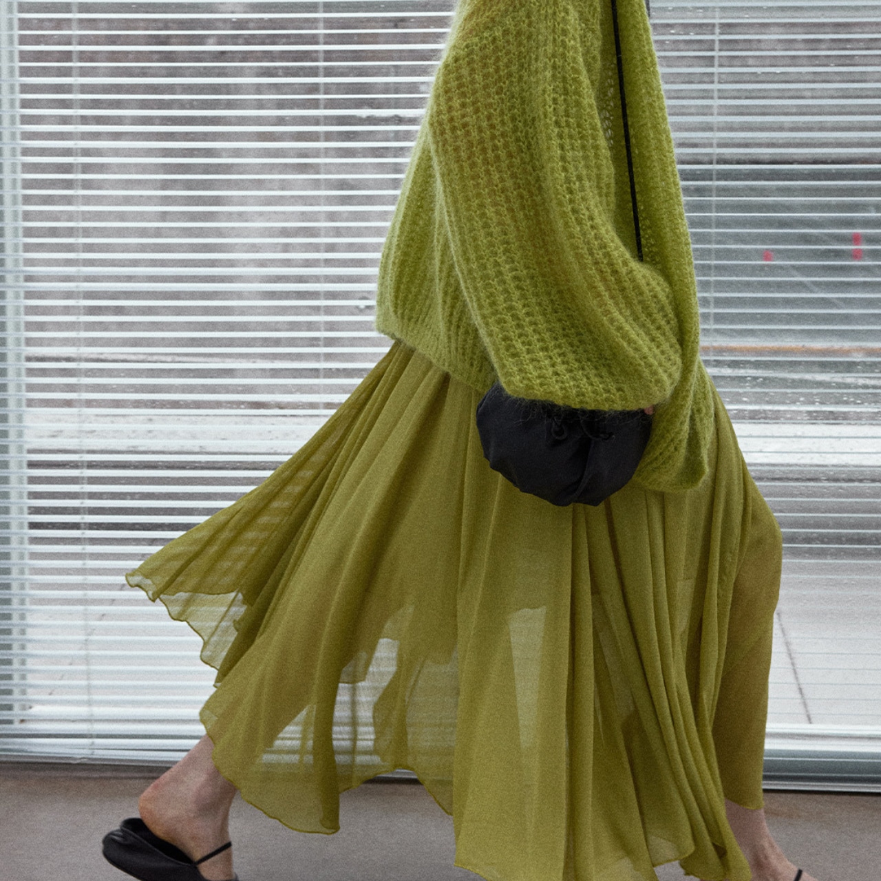 Sheer Flowing Midi Skirt T3669