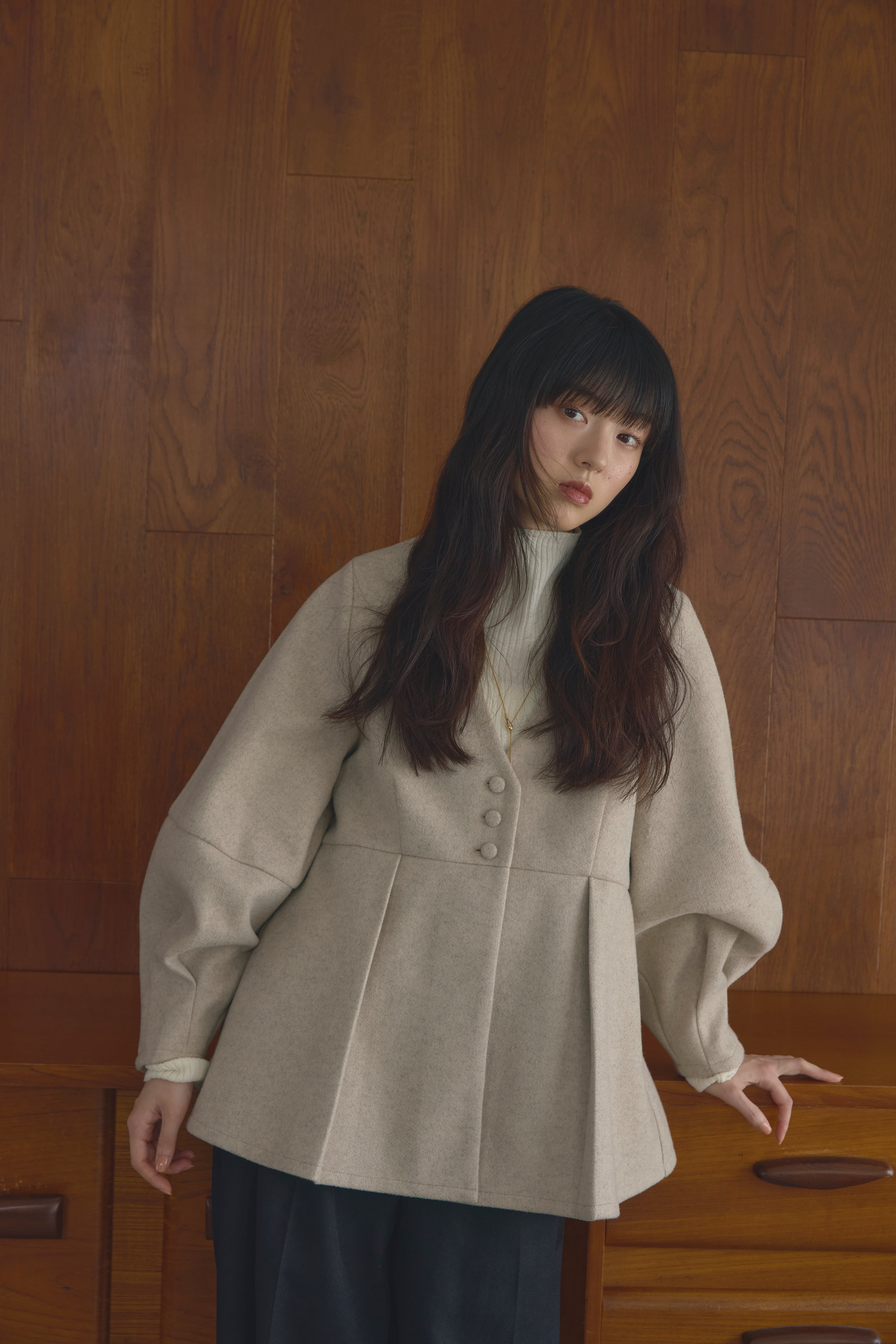 ジャケット・アウター Alumu melton peplum button tops AM471003 melton peplum button tops【12月下旬予約商品】 | Alumu.