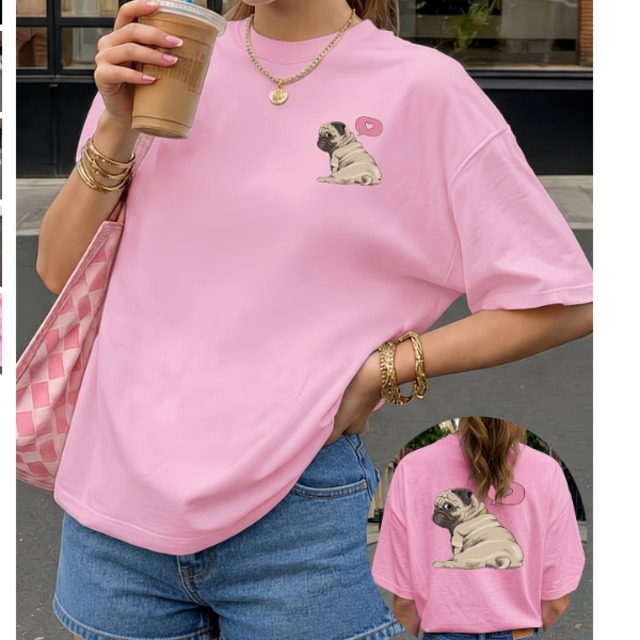T-shirt -summer pug-　　t-item-0090