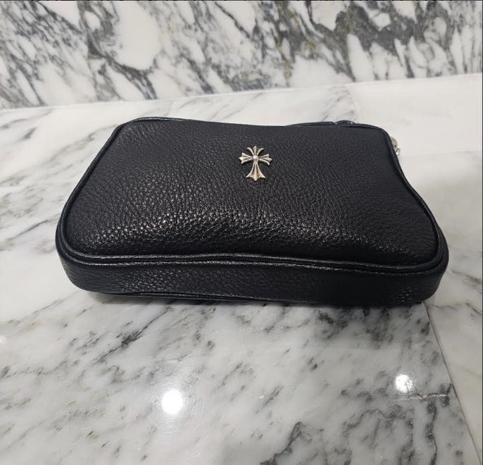 CHROME HEARTS クロムハーツ THE NIGHT Cross Chain Leather Hand Bag