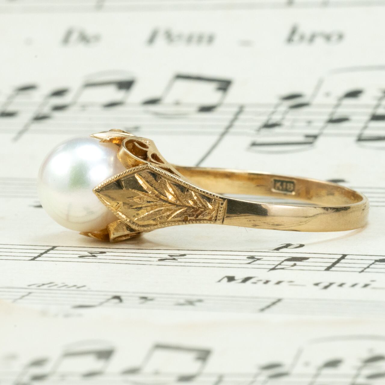 K18 ヴィンテージリング オパールとパール 昭和レトロ K18 ヴィンテージリング オパールとパール 昭和レトロ K18