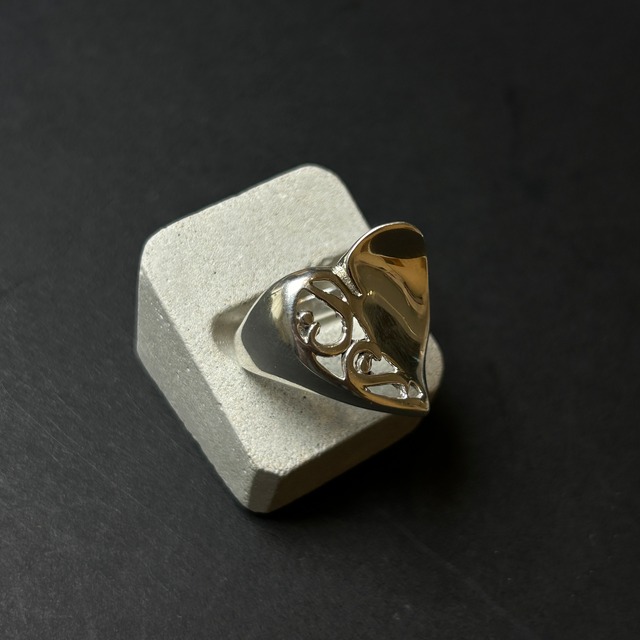 メキシコ タスコ製 Taxco シルバー925 透かしハートリング/軽研磨仕上げ