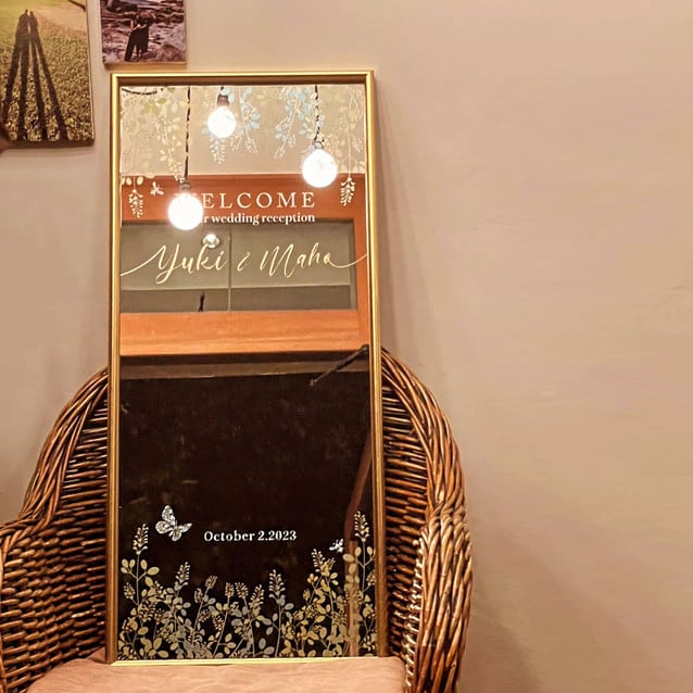 ウェルカムボード 【姿見ミラー】｜ リーフ｜ウェルカムミラー｜結婚式