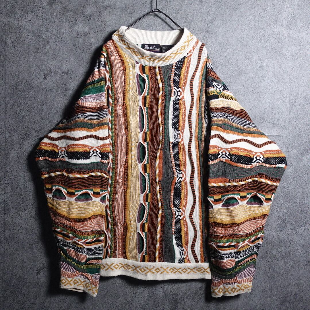 Multicolor 3D Pattern Design Loose Knit