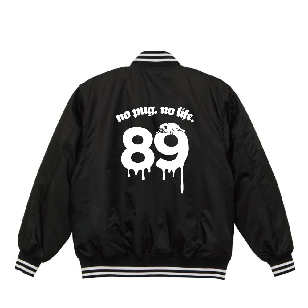 No89スタジアムジャンパー（中綿入）【ブラック／ライン入り】