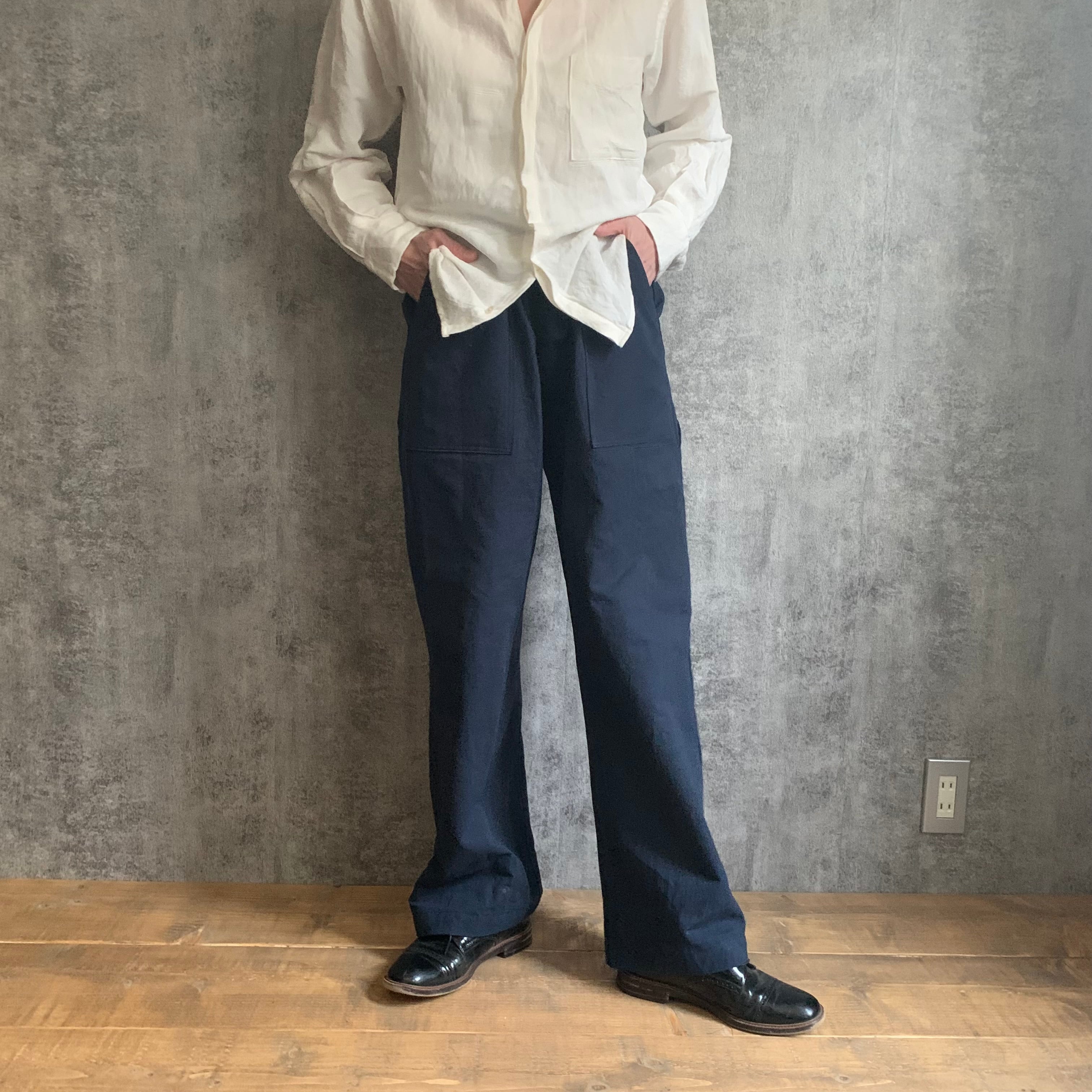 和紙コットンのベイカーパンツ ネイビー Washi &cotton baker pants