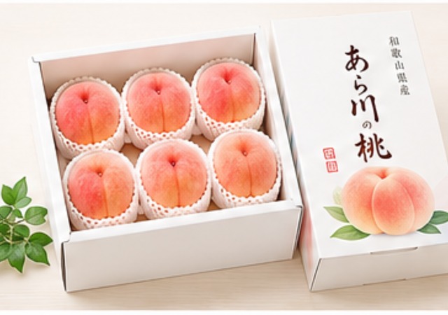 【特秀品】あら川の桃 川中島白桃　6玉入り（約2kg）