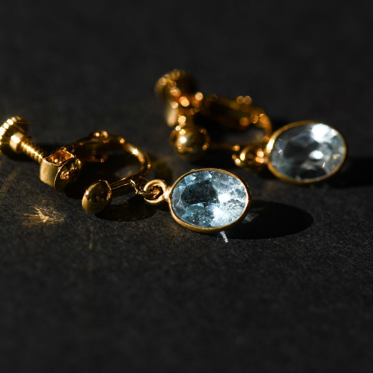 ブルートパーズ 天然石 ピアス / イヤリング (選択可能) 金属