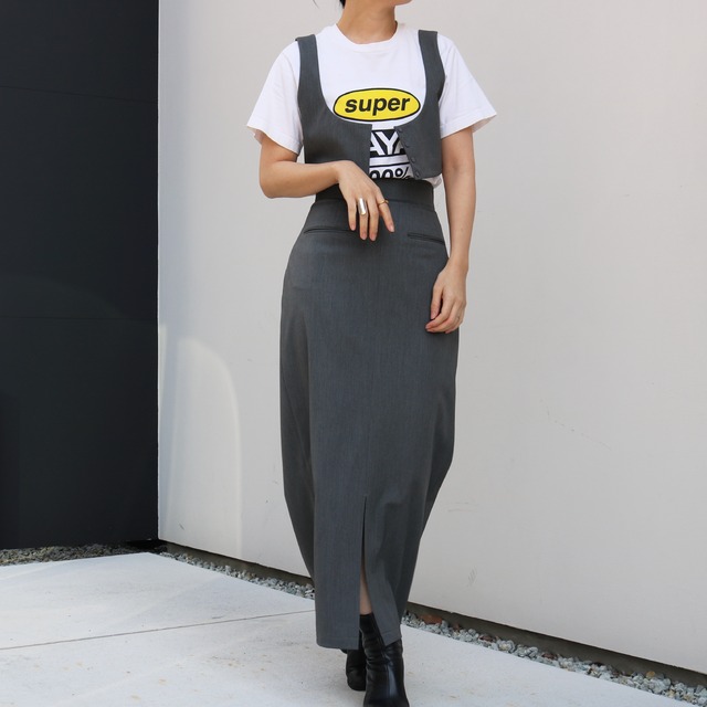 high-waist front slit skirt -made in Japan-