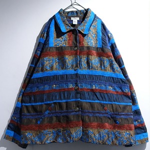 90s Multicolor Flower Pattern Jacquard Patchwork Desgin Jacket