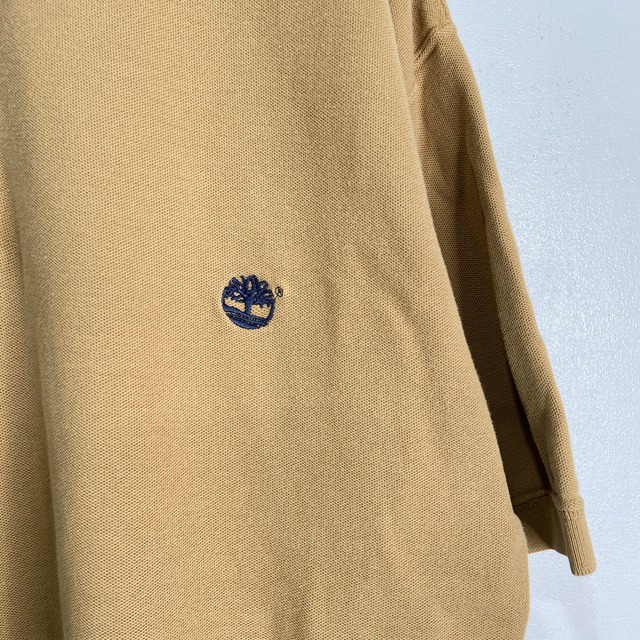 Timberland 半袖ポロシャツ　ワンポイントロゴ刺繍　ベージュ　L
