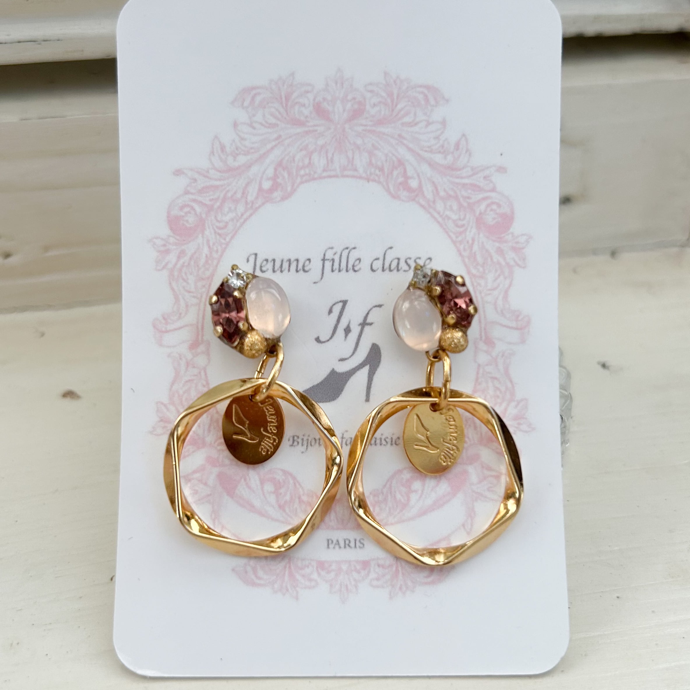 Parisヴィンテージクリスタル＆フープ　ピアス、イヤリング