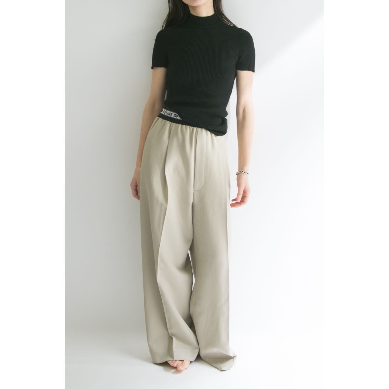 【Dirk Bikkembergs】 Made in Italy  by color rib knit（ダークビッケンバーグ イタリア製バイカラー半袖リブニット）1a