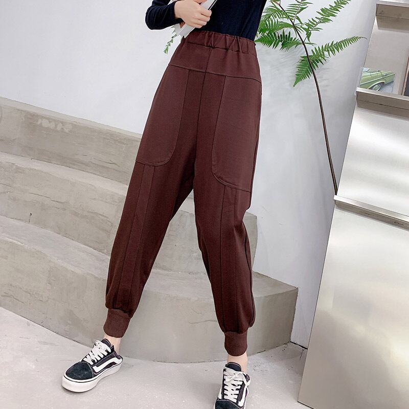 プラスサイズの婦人服2020新しい秋の伸縮性のあるタイトなウエストファッションウエスタンスタイルのルーズカジュアルな女性のズボン少し太った姉妹スリムパンツ ミックスインファッション58440734036