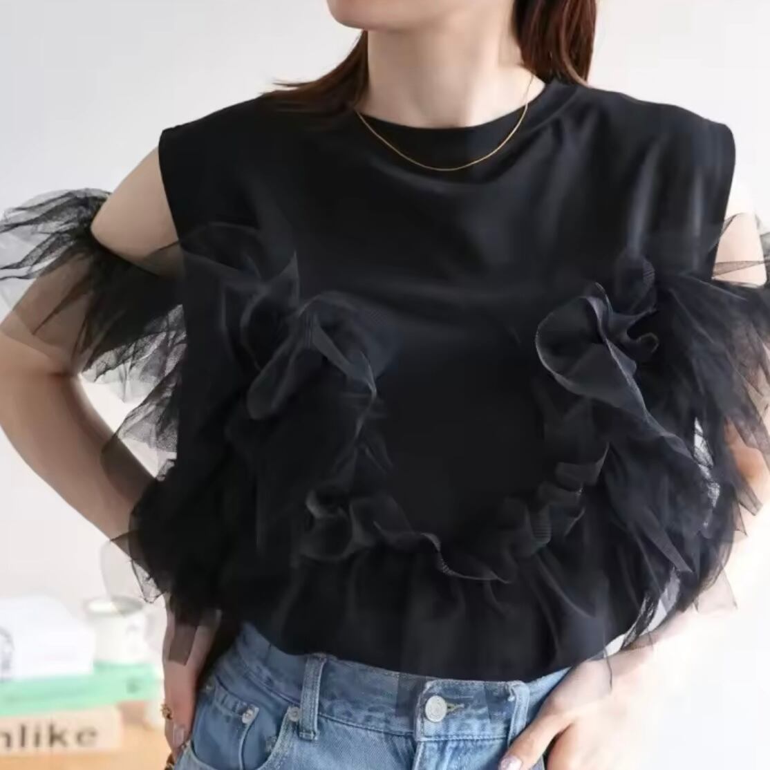 frills tulle 3way tops