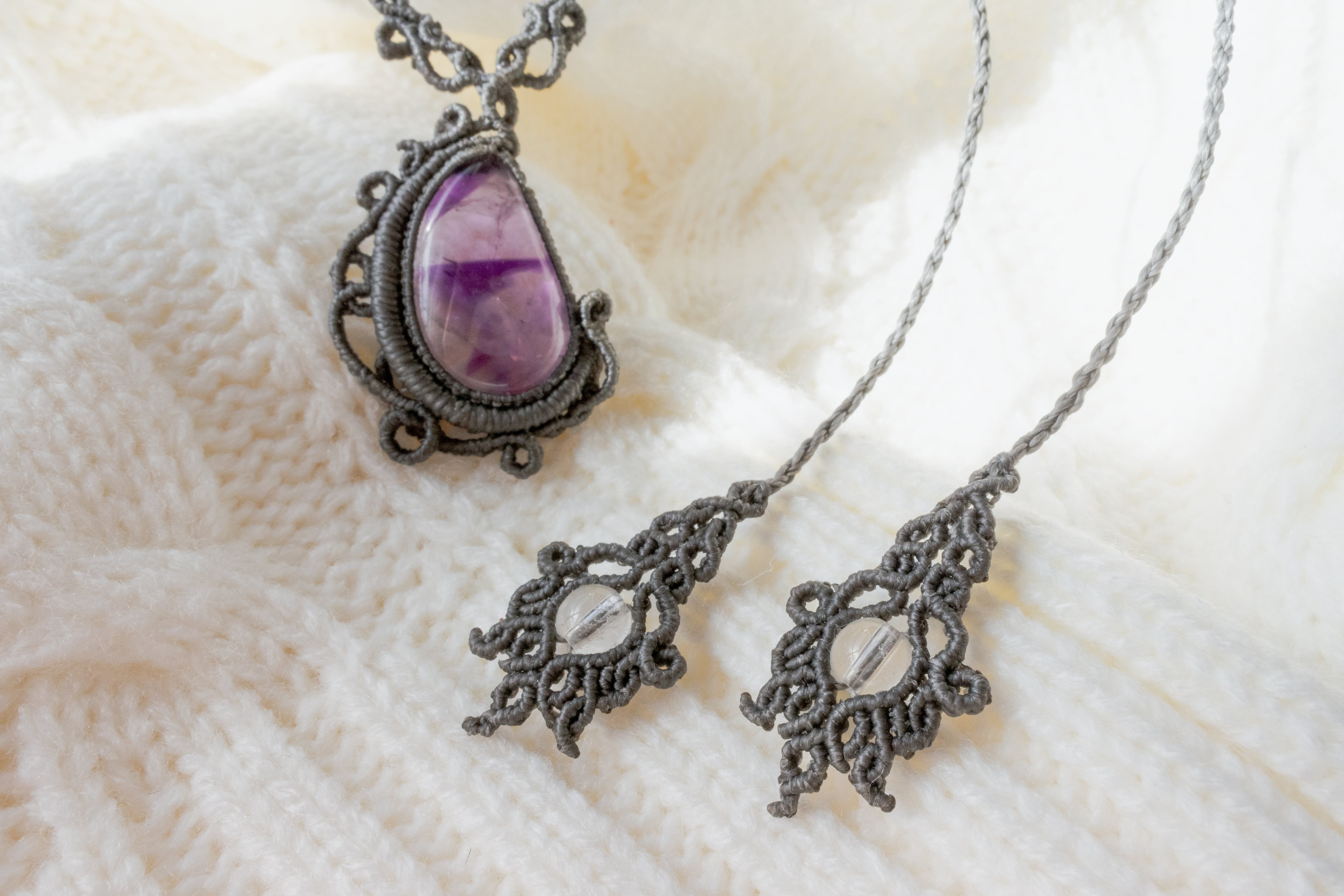 トラピッチェアメジスト「月の雫」ネックレス | マクラメジュエリー