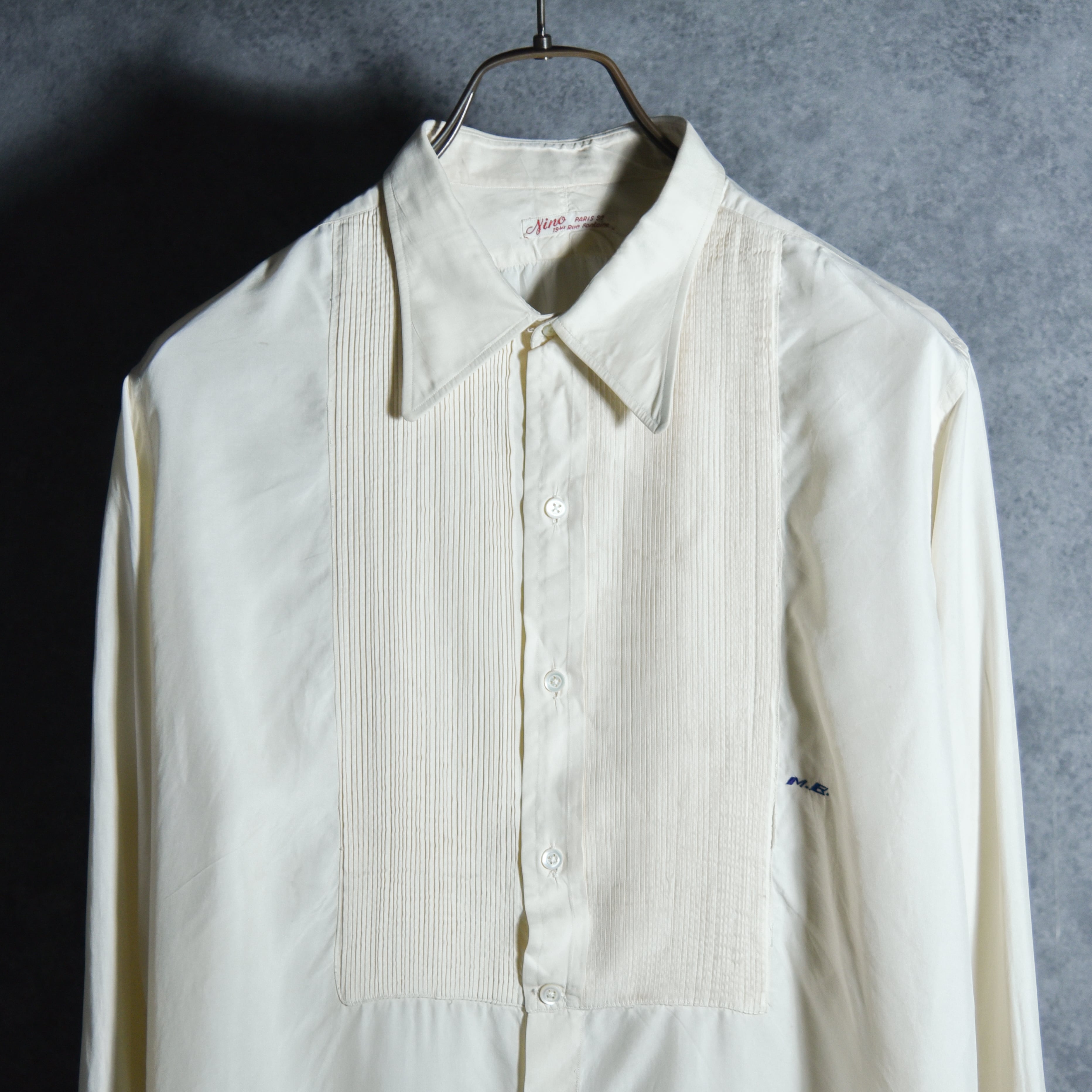 50s French Vintage Slik Dress Shirt Nino PARIS Fontaine フランス