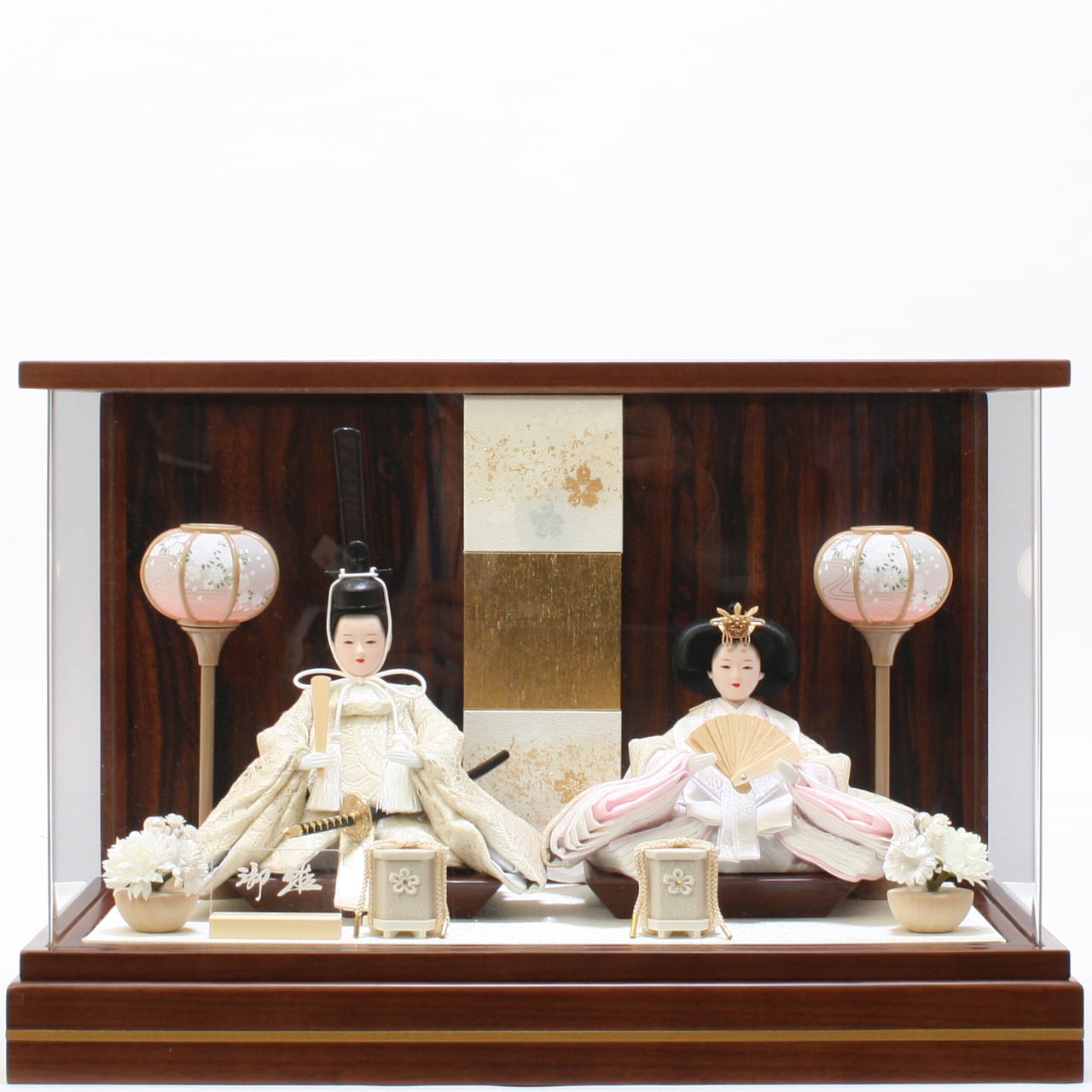 雛人形|ひな人形|初節句|コンパクト|おしゃれ|モダン|インテリア|プレミアム|こだわり|おすすめ|作家|《商品名》衣裳着アクリルケース飾り(固定式)芥子二人 いちか〔商品コード〕30400-2504 〔品番〕25-4