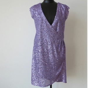 ラベンダースパンコールカシュクールワンピースITALY：KON-227 ¥32,000+tax