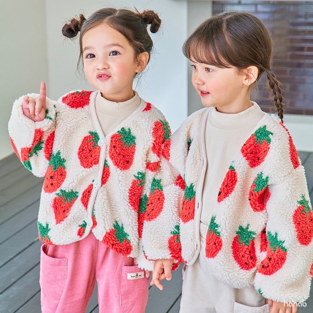 【HANAB】ストロベリーボアジャケット(90・100cm)