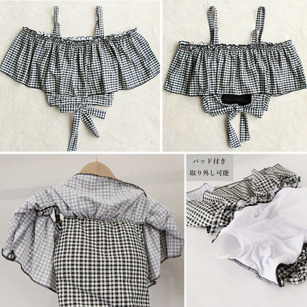 ビキニ 水着 3点セット レディース 夏 韓国 海水浴 プール レジャー おしゃれ 大人 かわいい ギンガムチェック タンキニ 露出控えめ 水着セット ハイウエスト 大人可愛い 大人女子