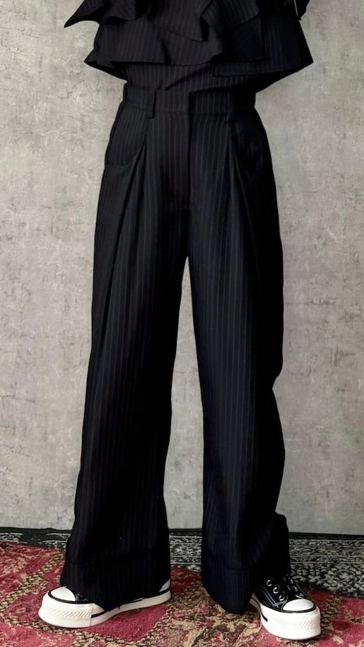 TRANOI. タックワイドパンツ No.211J508 セットアップ対応 ブラック トラノイ