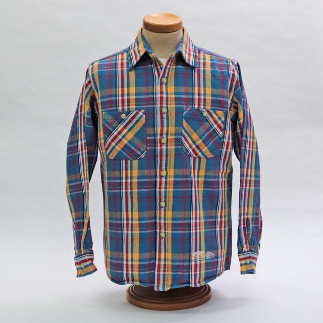 BS23F-1011 Retro Heavy Flannel Shirt / Blue x Yellow