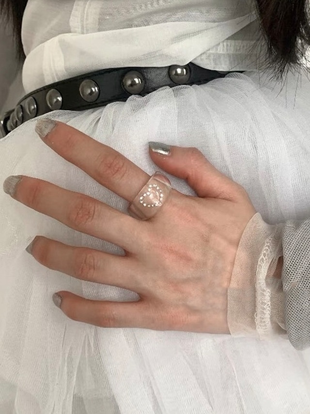 《即納》clear heart ring