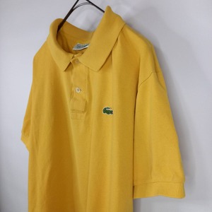 フレンチ　ラコステ　ポロシャツ　半袖　L1212　刺繍ロゴ　シェルボタン　イエロー　マスタード　M