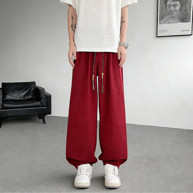 【CEXUシリーズ】★チャイナ風ズボン★ 5color ボトムス ユニセックス 大きいサイズ 白 黒 青 赤