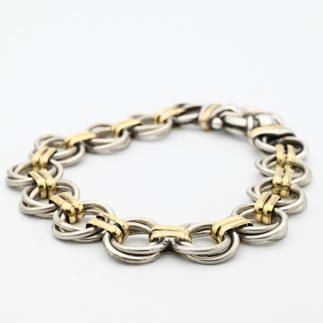 Brass/ Silver/ 12K Gold Circle Link Bracelet / Italy