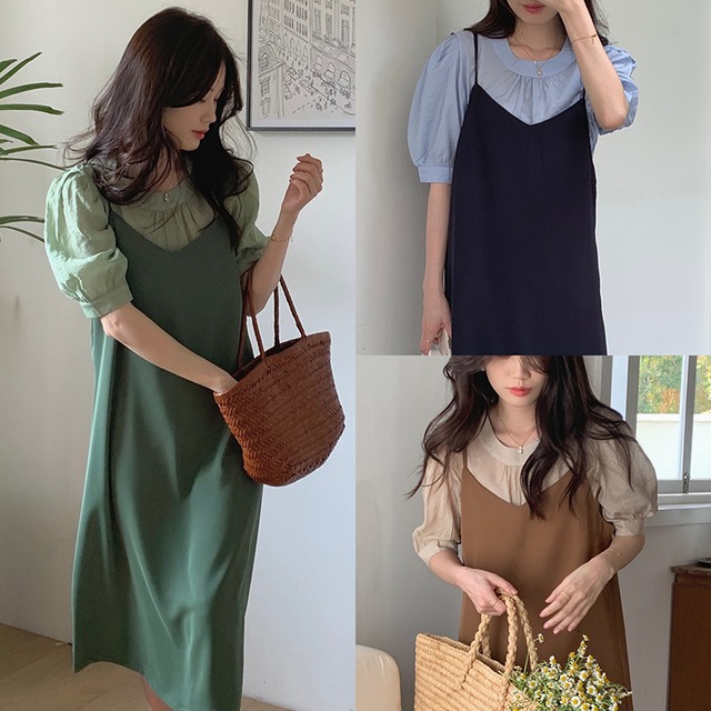 3color レディース ワンピース キャミワンピース ミドル丈ワンピース ミドル丈 膝下 膝丈 バックスリット Vネック 無地 袖なし ノースリーブ  Iライン ハイウエスト ガーリー 上品 きれいめ シンプル グリーン カーキ ネイビー お洒落 春夏 春 夏 秋 ママ ママコーデ 20代 30代 40代 デート お出かけ 普段使い 韓国 トレンド 可愛い 大人 大人女子 大人可愛い 旅行 海外旅行 通勤 通学 休日 女子会 こなれ感 体系カバー ゆったり ゆる
