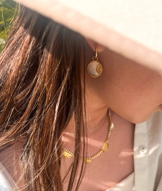 316L Shell full moon hoop pierce　シェルフルムーン（満月）フープピアス