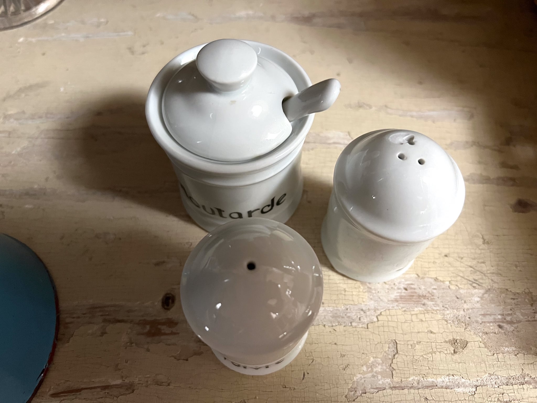 Moutarde Sel Poivre 小さな陶器のセット フレンチアンティーク ブロカント