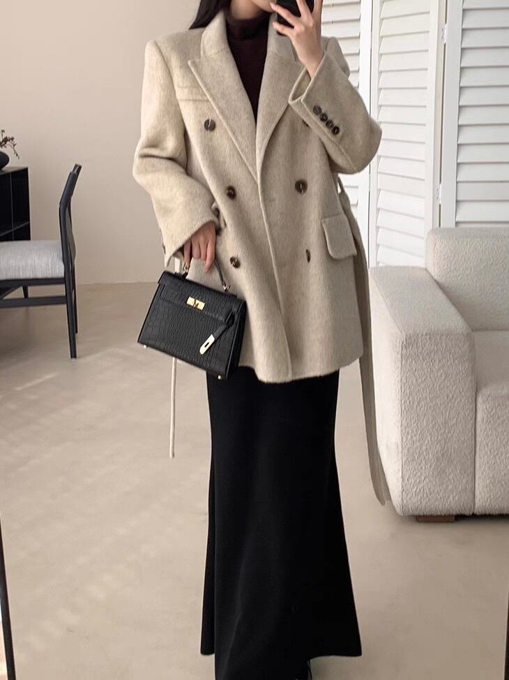 waist mark wool short coat.1168