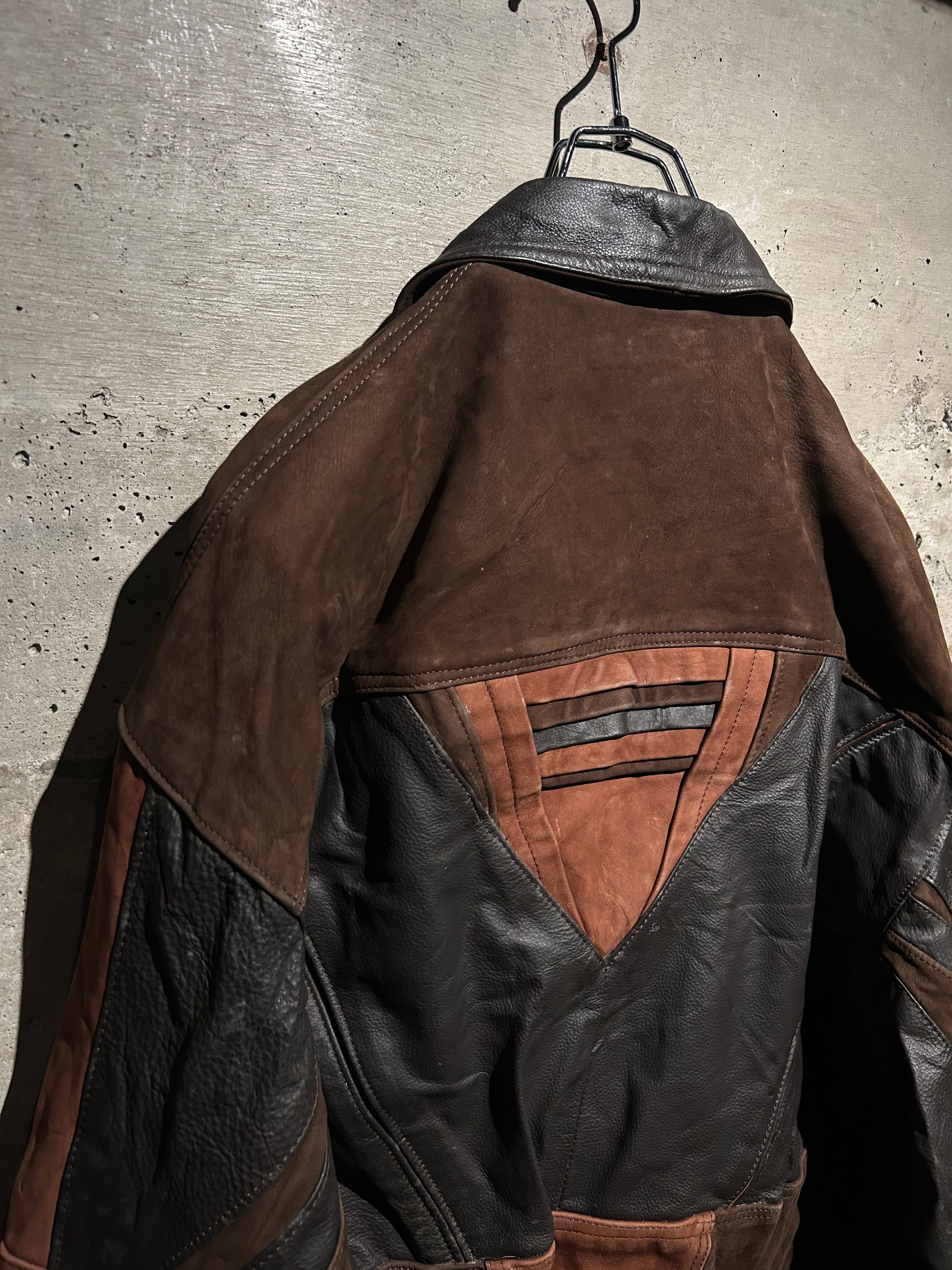 Caka】80's〜90's Special Switching Vintage Leather Jacket | Caka