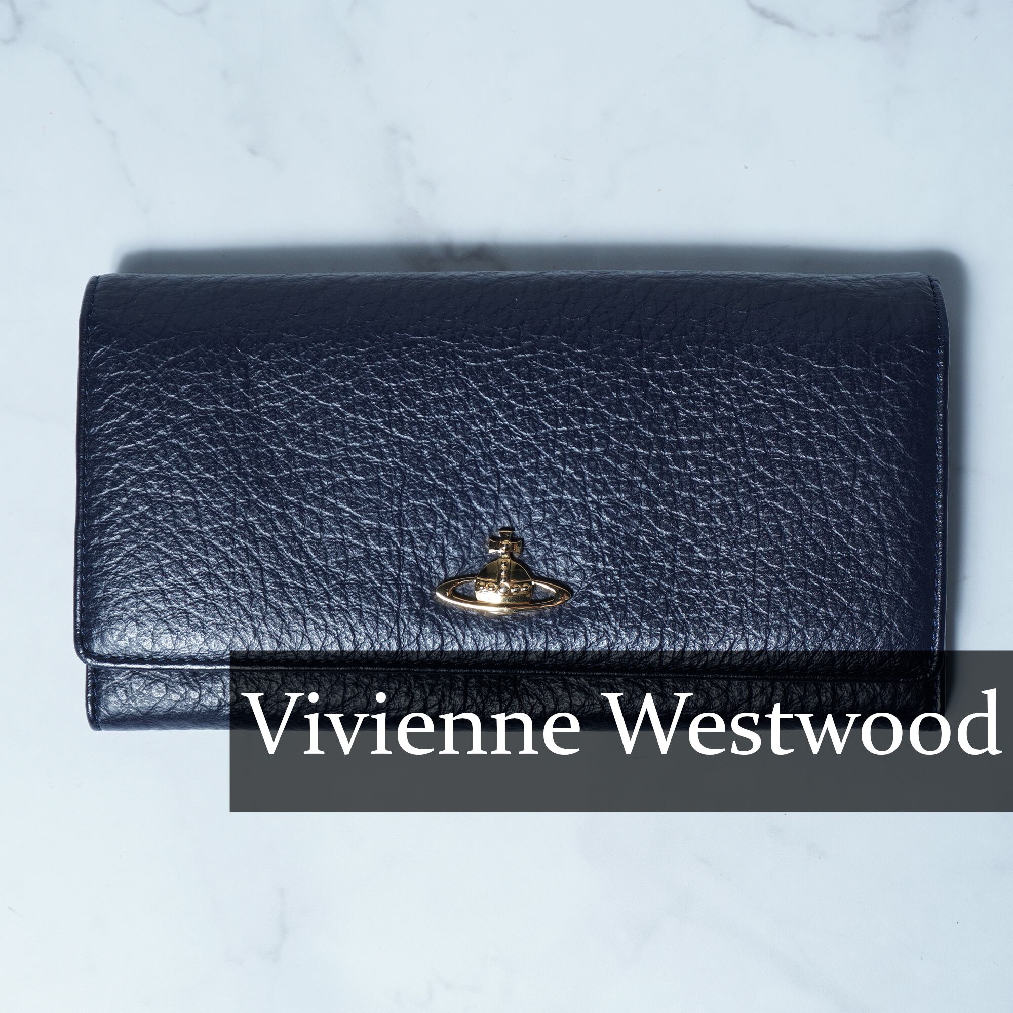 Vivienne Westwood レザー ロングウォレット ビッグオーブ ゴールド 長 