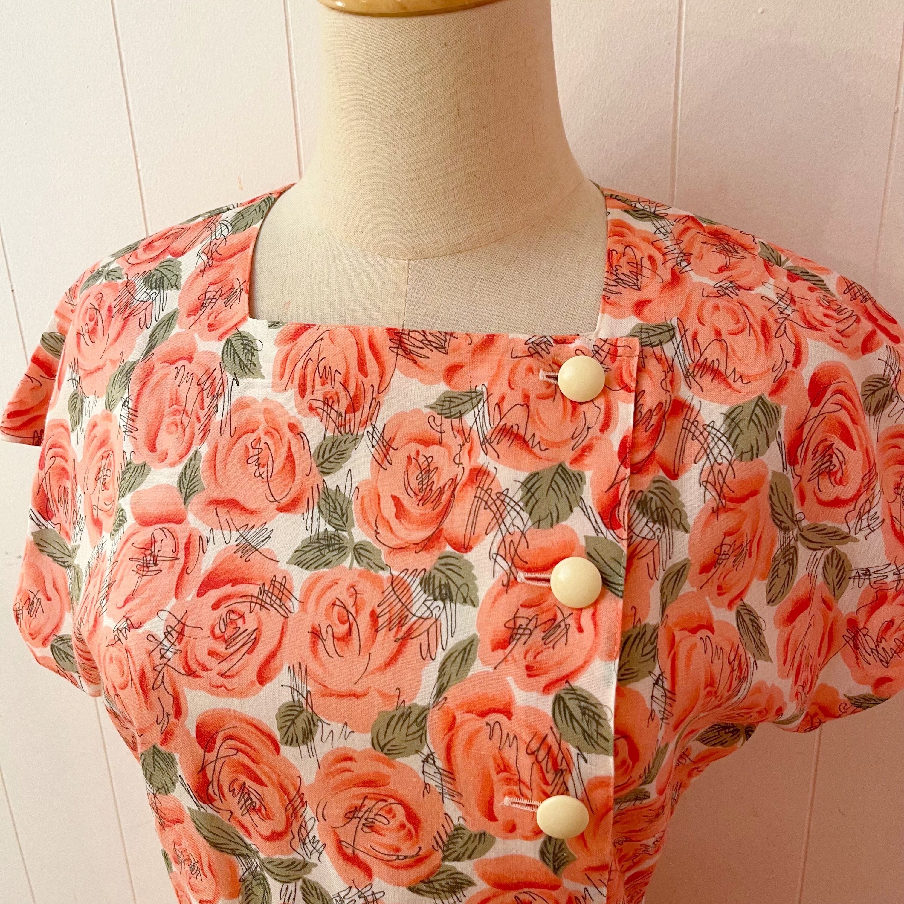 pink rose square neck one-piece