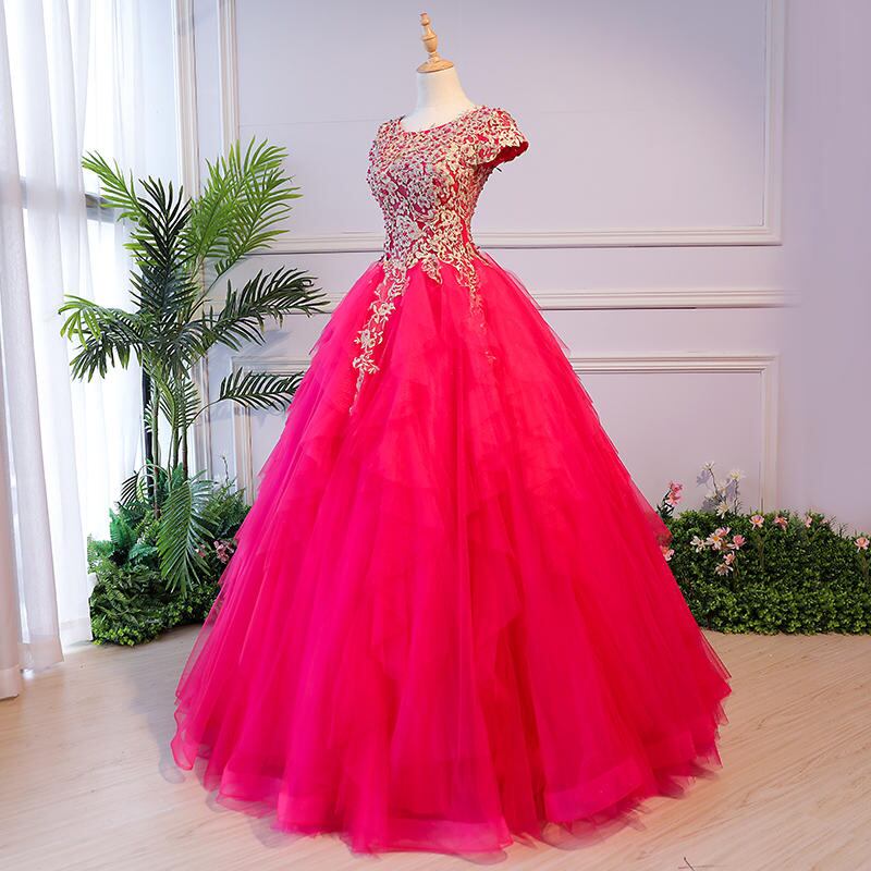 プリンセスライン グリーン ピンク レッド ブルーウェディングドレス