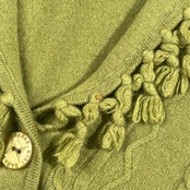 カシミヤ100% HANAE MORI ハナエモリ Vネック フリンジ デザイン ニット カーディガン M/グリーン レディース