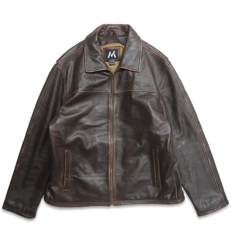 古着 CONTEXT レザージャケット ブルゾン ブラウン 表記：XL gd401910n