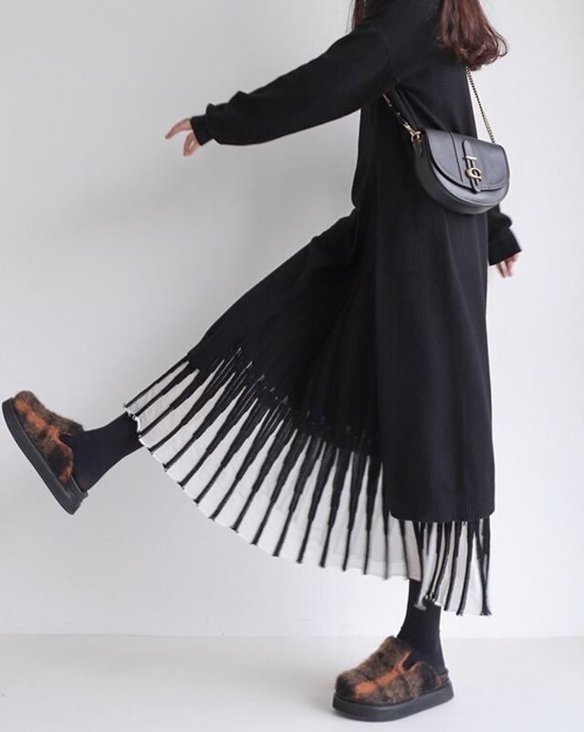 knit pleated skirt　10212