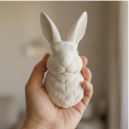 うさぎ（ポーリッシュ）の壁掛けレリーフ 3Dプリント 白PLA インテリア